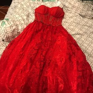 Beautiful crimson red ball gown.